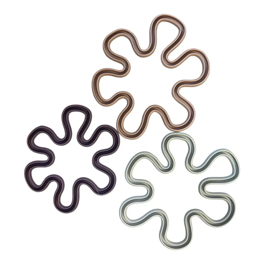 DARLING SOCIETY Silicone Trivets 3pc Modern Decor Heat Resistant Neutral Colors